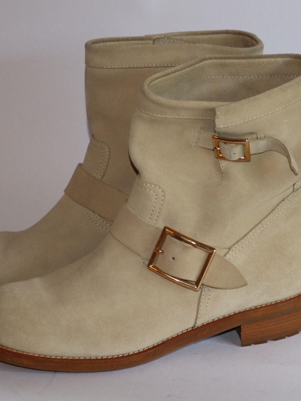 Jimmy Choo Light Beige Suede Youth Biker Boots Women's 40